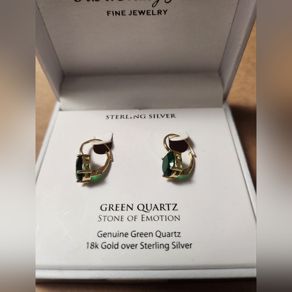 MACY'S, GENUINE GREEN QUARTZ EARRINGS, STONE OF EMOTION, MACY'S FINEST - Picture 4 of 6